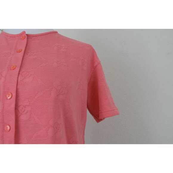 Vintage 90s Salmon Knit button Cotton/Poly Top by Jaclyn Smith | size S - Picture 10 of 10